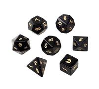 Blue Goldstone Dice - Hand-Carved Gemstone Dice D4 D6 D8 D10 D12 D20 Percentile or 7PCS Polyhedral Set for DND & Tabletop RPG Games(Sevensuits)