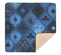 Blue Gorgeous Poker Soft Foam Baby Activity Play Mat for Floor Waterproof Travel Play Mat for Babies Infants Toddlers, 50'' x 50''