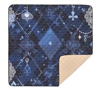 Blue Gorgeous Poker Soft Foam Baby Play Mat for Indoor Outdoor Portable Tummy Time Activity Mat for Babies Infants Toddlers, 50'' x 50''
