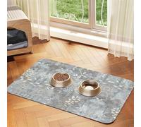 Blue Grace Flora Absorbent Leather Pet Tablecloth Non-Slip Dining Pad For Puppy Kitten Food Water Bowls