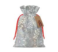 Blue Grace Flora Print Christmas Drawstring Gift Bags,For Christmas Holiday,Birthday,Wedding Or Daily Gift
