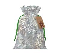 Blue Grace Flora print Drawstring Gift Bag for Wedding Party Birthday Unique Present Bag Reusable Canvas Bag,1 Piece M