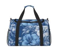 Blue Grace Flora Print Foldable Carry On Tote Large Capacity Hand Carry Bag for Airplane Weekend Getaways