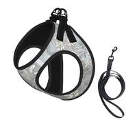 Blue Grace Flora Print Harness Leash Set For Cats And Dogs, Reflective Adjustable, Soft Breathable Mesh Vest With Escape-Proof Lead, For Small Pets And Kitten Puppies