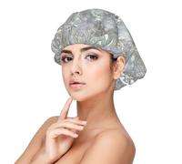 Blue Grace Flora Print Sleeping caps for Women to Protect Hair, Comfortable Nightcap for Curly and Long Hair, Black, One size