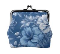 Blue Grace Flora Print Versatile Coin Purse Exquisite Mini Wallet Cute Change Pouch for Any Occasion