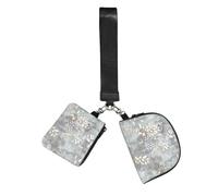 Blue Grace Flora Printed Coin Purse Wristlet Set, Dual Pouch Wallet with Keychain Strap for Workout Daily Carry