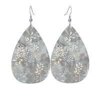 Blue Grace Flora Printed Dangle Leather Earrings, Reversible Statement Jewelry with Silver Plated Hooks