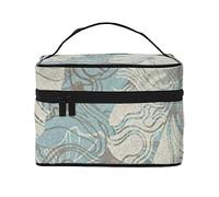 Blue Grace Floral Travel Makeup Bag - Elegant and Spacious Cosmetic Organizer for On-The-Go