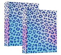 Blue gradient cheetah three ring binder with 3.8cm pockets, hardcover binder, various binders
