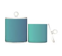 Blue Gradient Clear Plastic Storage Boxes with lid Bathroom Essentials Decorative Dental Floss Storage Jar for Floss Picks,Paper Clips,2 Pack