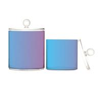 Blue Gradient Design Clear Plastic Candy Organizer Storage with lid Dresser Essentials Decorative Storage Bin for Floss Picks,Paper Clips,2 Pack