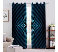Blue Gradient Lines Blackout Curtain W 90" x L 72" Simple Abstract Thermal Insulated Energy Saving Eyelet Room Darkening Curtains for Bedroom living room office 2 Panels
