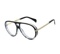 Blue Gradient Pilot Sunglasses, Textured Frame & Gold Temples UV400 | Double-Bridge Teardrop Style, Translucent Blue Ridged Front Frame, Grooved Gold Metal Arms & UV400 Gradient Lenses
