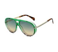 Blue Gradient Pilot Sunglasses, Textured Frame & Gold Temples UV400 | Double-Bridge Teardrop Style, Translucent Blue Ridged Front Frame, Grooved Gold Metal Arms & UV400 Gradient Lenses