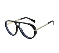 Blue Gradient Pilot Sunglasses, Textured Frame & Gold Temples UV400 | Double-Bridge Teardrop Style, Translucent Blue Ridged Front Frame, Grooved Gold Metal Arms & UV400 Gradient Lenses