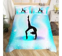 Blue Gradient Super King Duvet Cover Set 3D Printed Gymnastics Bedding Set Ultra Soft Microfiber Quilt Cover 220x260 cm with 2 Pillowcases with Zipper for Boys Girls Teens a.2141