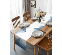 Blue Gradual Colored Blocks Table Runner 108 Inches Long, Abstract Geometric Art Washable Table Runners Heat-Insulation Kitchen Dining Table Decorations for Home Party Decor 13x108in