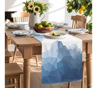 Blue Gradual Colored Blocks Table Runner 120 Inches Long, Abstract Geometric Art Washable Table Runners Heat-Insulation Kitchen Dining Table Decorations for Home Party Decor 13x120in
