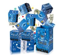 Blue Graduation Surprise Money Box Explosion for Money,10Pcs Pop Up Exploding Money Gift Box with Confetti Congrats Grad 2025 Gift Box,Graduation Party Folding Bouncing Cash Box Funny Money Box