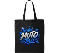 Blue Graffiti Style MUTO BLU Natural Cotton Tote Bag Black
