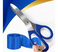 Blue Grand Opening Kit - 16 Inch Scissors for Grand Opening Ceremonies and Blue Satin Ribbon for Business Special Events and Inaugurations