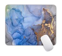 Blue Gray Gold Marble Mouse Pad, Gaming Mouse Mat with Design, Square Waterproof Mouse Pad Non-Slip Rubber Base MousePads for Office Home Laptop Travel,11.8"x9.8"