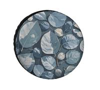 Blue Gray Leaf Branch Spare Tire Cover Oxford Wheel Protector 26 Inch Travel Accessories Waterproof Dustproof Covers for RV Jeep SUV Camper Truck