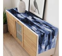 Blue Gray Table Runner 13x108 inch Abstract Modern Retro Polypropylene Pigment Taxture Cotton Linen Dining Table Runner Ideal for Dresser Kitchen Coffee Tables - Machine Washable