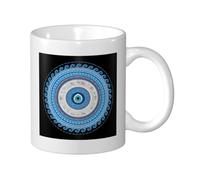 Blue Greek Matiasma Evil Eye Ceramic Drinkware Cute Mug Funny Tea Cup for Milk Office Beverages 330Ml