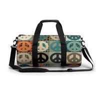 Blue Green Black Peace Sport Duffel Bag Gym Bag Weekend Overnight Bag for Travel Camping Hiking Beach 45x23x23cm