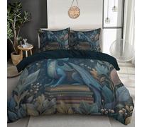 Blue-Green Book Flying Dragon 3D Duvet Cover Microfiber Magical Animals Hotel Bedding Set Quilt Covers With Pillowcases Soft Comforter With Zipper Closure For Boys,Girls Teenagers King 230X220Cm