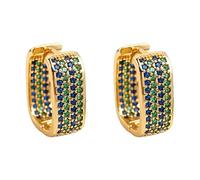 Blue & Green Crystal Square Earrings for Women - Gold Accent Bold Jewelry | Vibrant Daily Statement Earrings