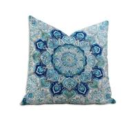 Blue-Green Cushion Covers 40cm x 40cm Bohemia Cushions Double Sided Pattern Throw Pillow Covers with Invisible Zipper, Velvet Decorative Pillowcases for Home Sofa Bed, Set of 1 （15.7x15.7 in）2B-5