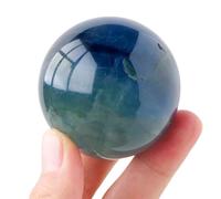 Blue Green Fluorite Crystal Ball with Stand, Quartz Polished Crystal Sphere,Decorative Ball Sculpture Figurinefor Fengshui Home Decor Crystal Gift,50~60mm