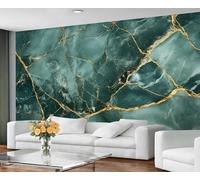 Blue & Green Gold Marble Wallpaper, Modern Marble Bedroom Wallpaper Murals, Stone Texture Wall Paper for Living Room, Not Self Adhesive Wall Paper, Painting Blue & Green Large Mural & Room Decor