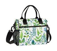 Blue-Green Leaves Adjustable Heavy Duty Lunch Bag with Shoulder Strap Lunch Box for High School for Picnic bulto de comida para el Trabajo