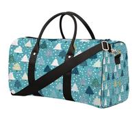 Blue Green Polka Dot Christmas Tree Foldable Travel Duffle Bag Waterproof Sports Gym Bag with Shoulder Straps