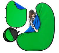 Blue Green Screen Backdrop Double Sided Collapsible Greenscreen Backdrop with Carrying Bag,Portable Pop Up Green Screen Background for Streaming Webcam (Blue & Green, 47.2 * 59.1")