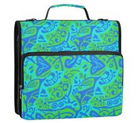 Blue-Green Tie-dye 3 Rings School Zipper Binder with Handle and Removable Shoulder Strap Multi-Pocket School Binders Organizer for School and Office Carpeta del organizador