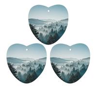 Blue Green Tree Landscape Car Air Freshener, 3 Pcs Love form Hanging Air Freshener Cards, Long Lasting Fragrance Scented Cards for Car, Home, Office White-style