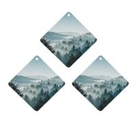 Blue Green Tree Landscape Car Air Freshener, 3 Pcs Rhombus Hanging Air Freshener Cards, Long Lasting Fragrance Scented Cards for Car, Home, Office White-style