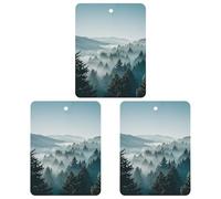 Blue Green Tree Landscape Car Air Freshener, 3 Pcs Square Hanging Air Freshener Cards, Long Lasting Fragrance Scented Cards for Car, Home, Office Gray-style
