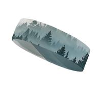 Blue Green Tree Landscape Headbands for Women & Men Sports Headband, Fits All Head Sizes, Ultra Absorbent & Non-Slip Sweatband for Running, Yoga, Gym
