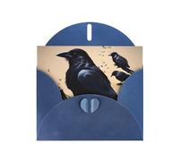 Blue Greeting Card DLXW Crow Birds Pattern for Christmas, Children's Birthday, Valentine's Day, Wedding Anniversary & Party Invitation