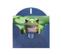 Blue Greeting Card DLXW cute frog Pattern for Christmas, Children's Birthday, Valentine's Day, Wedding Anniversary & Party Invitation