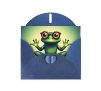 Blue Greeting Card DLXW Cute Funny Frog Doing Yoga Pattern for Christmas, Children's Birthday, Valentine's Day, Wedding Anniversary & Party Invitation