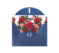 Blue Greeting Card DLXW Heart diamond among roses Pattern for Christmas, Children's Birthday, Valentine's Day, Wedding Anniversary & Party Invitation