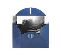 Blue Greeting Card DLXW Mountain mist over the stone steps Pattern for Christmas, Children's Birthday, Valentine's Day, Wedding Anniversary & Party Invitation