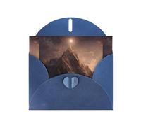 Blue Greeting Card DLXW Stars over the mountains Pattern for Christmas, Children's Birthday, Valentine's Day, Wedding Anniversary & Party Invitation